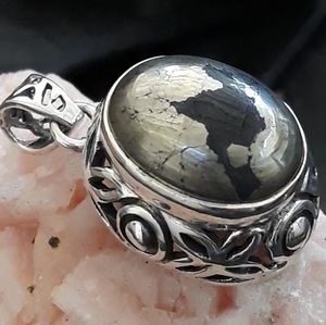 Pyrite in Magnetite Sterling Silver Pendant